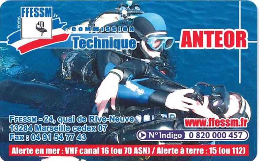 Carte ANTEOR de la commission technique de la FFESSM