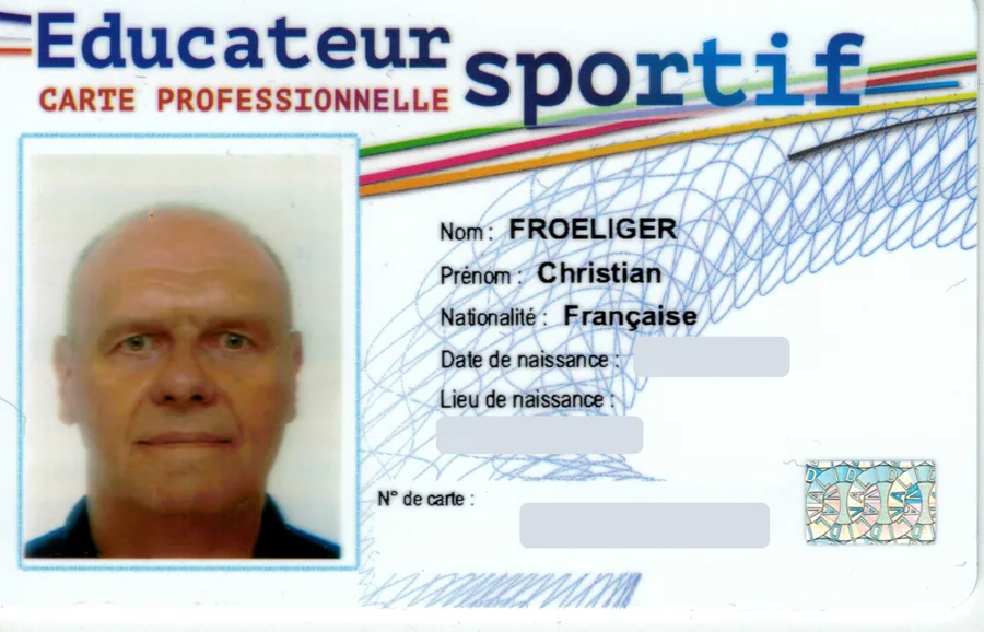 Carte professionnelle d'educateur sportif